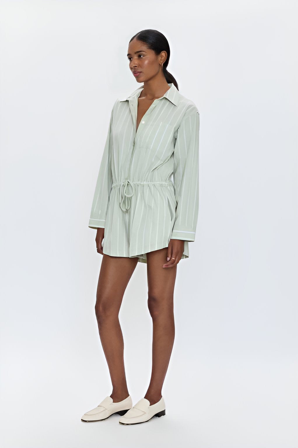 Amelie Romper - Pistachio Stripe