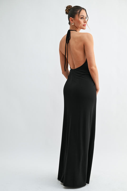 Understated Heat Halter Maxi Dress