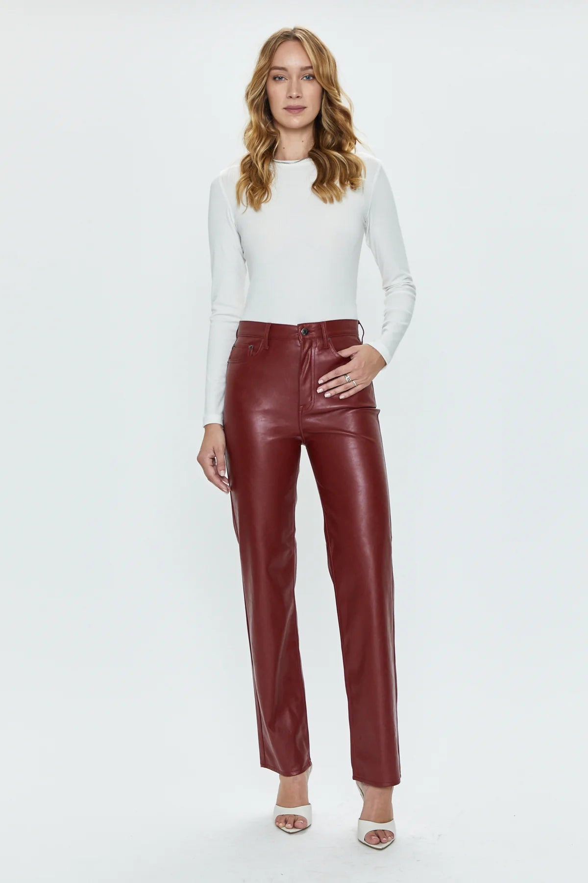 Cassie Super High Rise Straight-Carmine