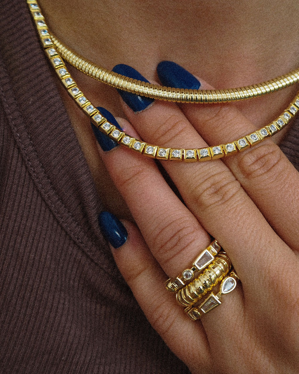 Pyramid Stud Tennis Necklace