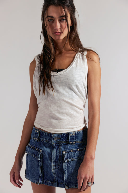 Hera Studded Denim Mini Skirt