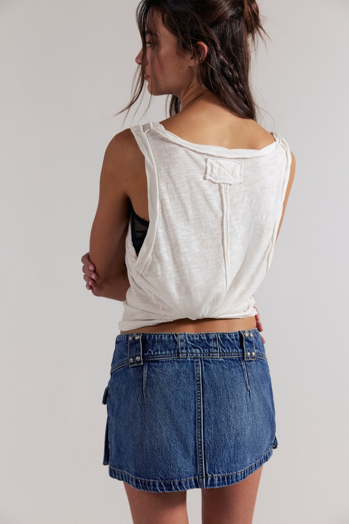 Hera Studded Denim Mini Skirt