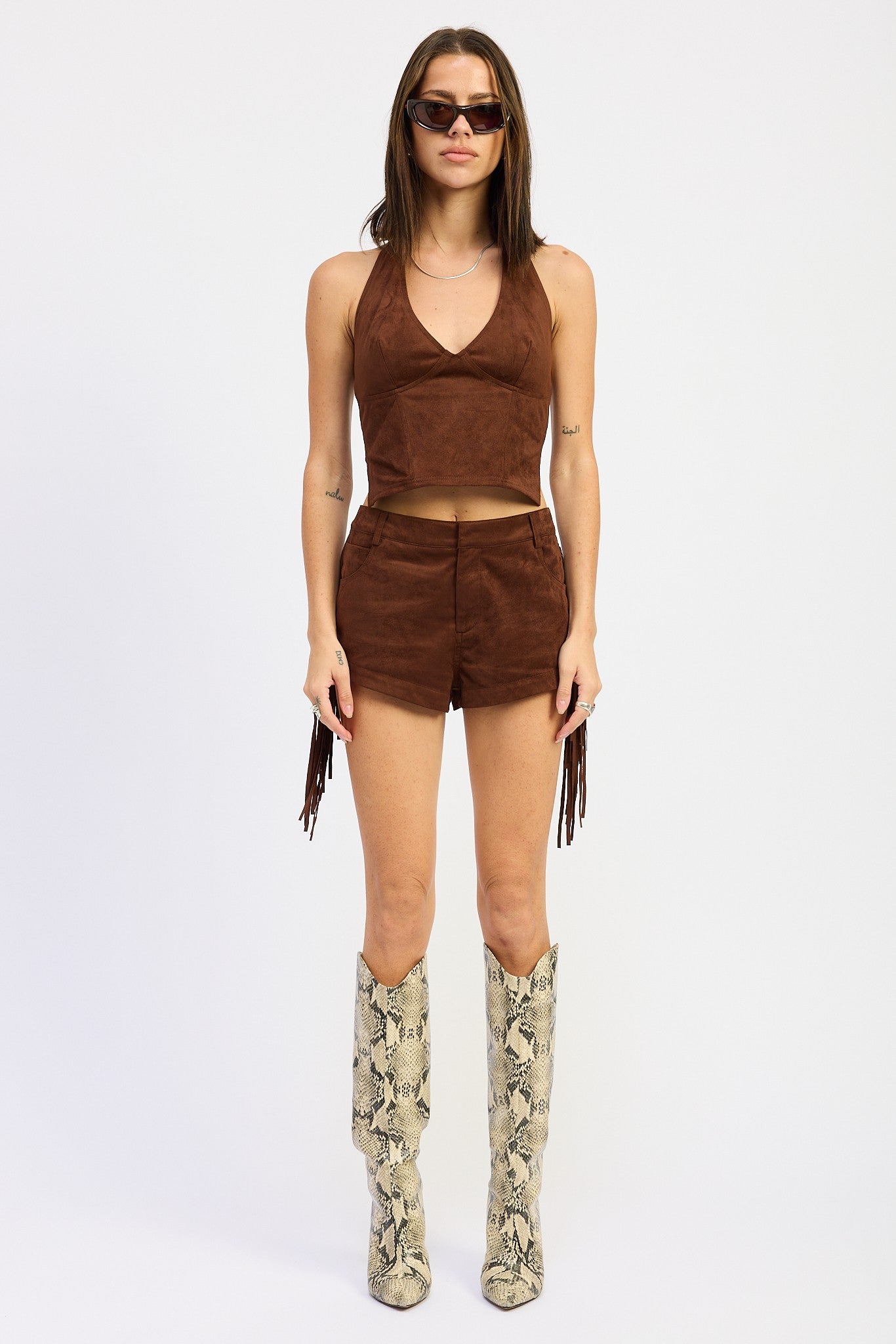 Serving In Suede Top