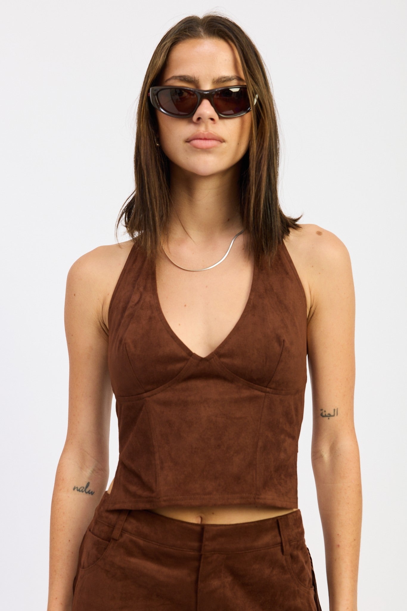 Serving In Suede Top