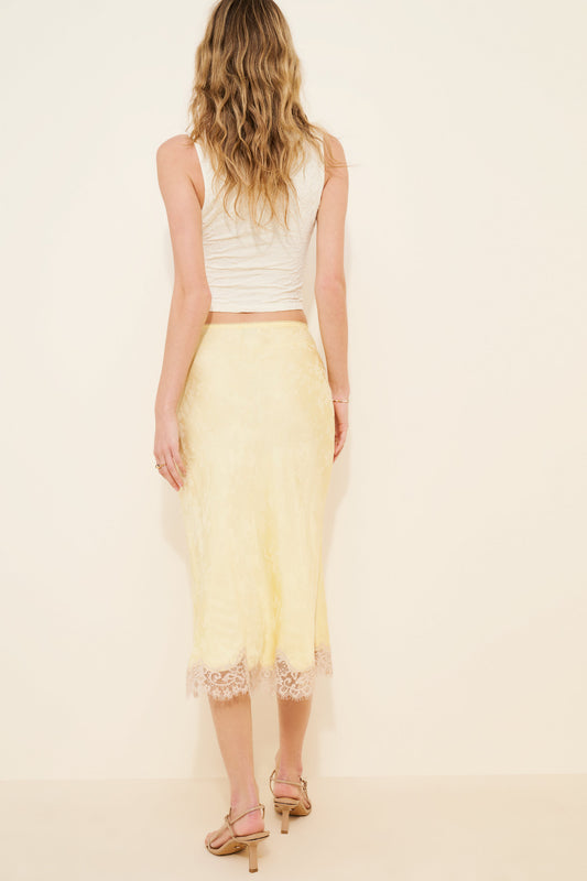 Lady Lace Midi Skirt- Buttercream Jacquard