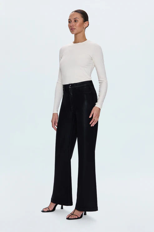 Lana High Rise Ultra Wide Leg- Coated Noir