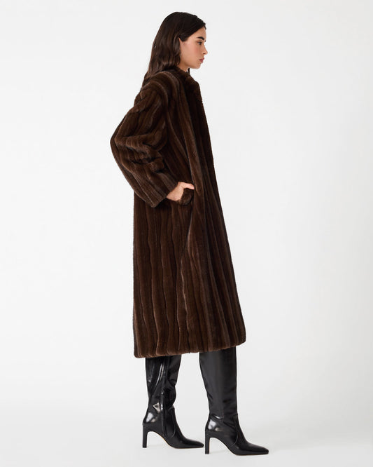 Peclair Coat wolf brown faux fur full length