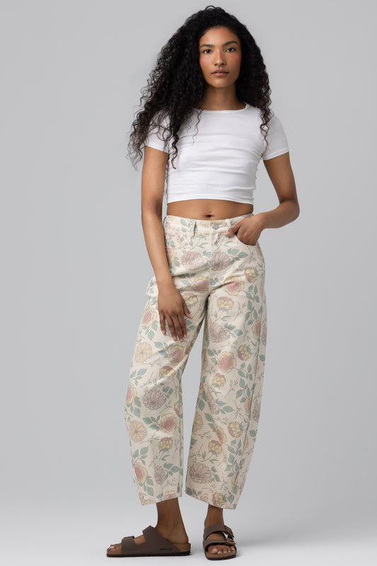 Flower Crown Barrel Jeans