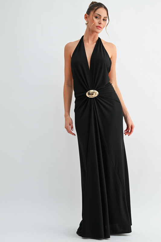 Understated Heat Halter Maxi Dress