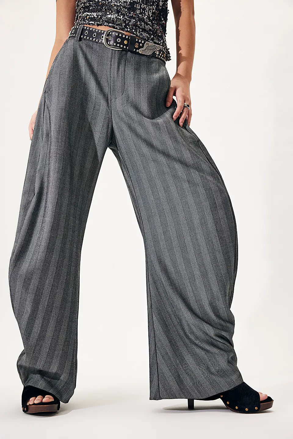 Spotlight Barrel Pinstripe Trousers