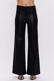 Lana High Rise Ultra Wide Leg- Coated Noir