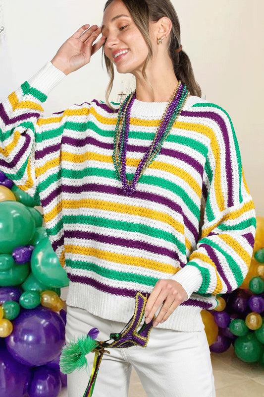 Striped Mardi Gras Sweater