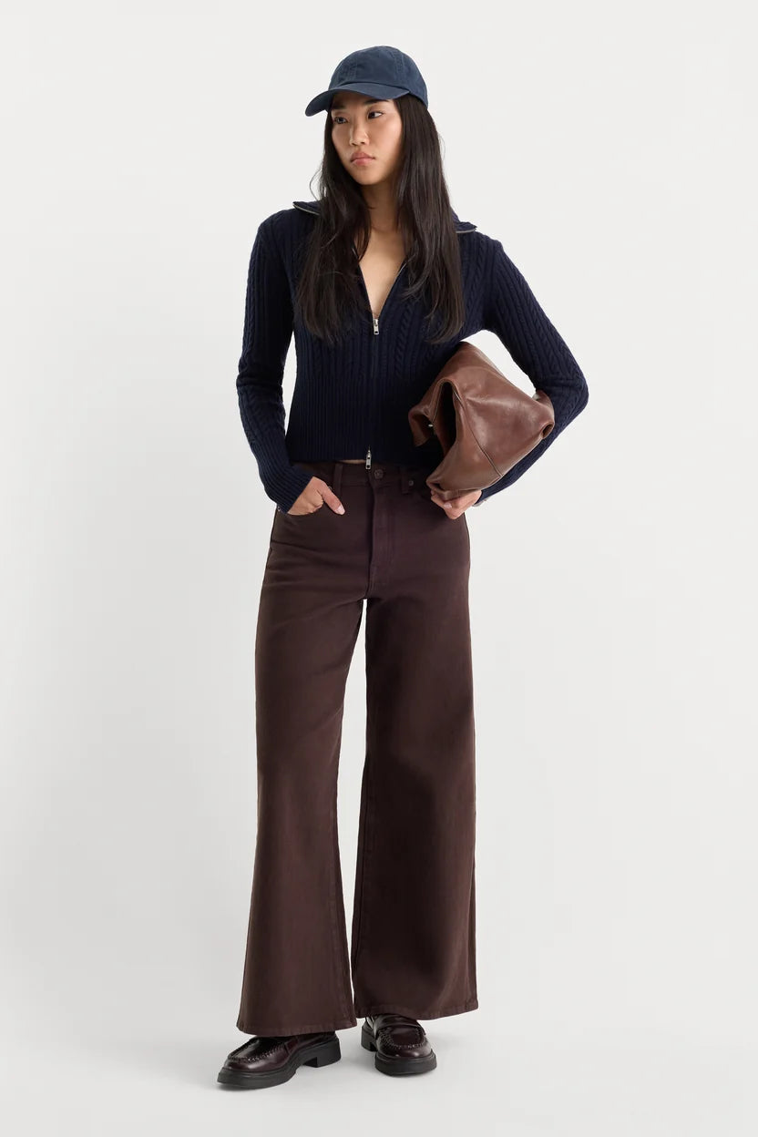 Good Waist Palazzo Ankle Jeans - Espresso