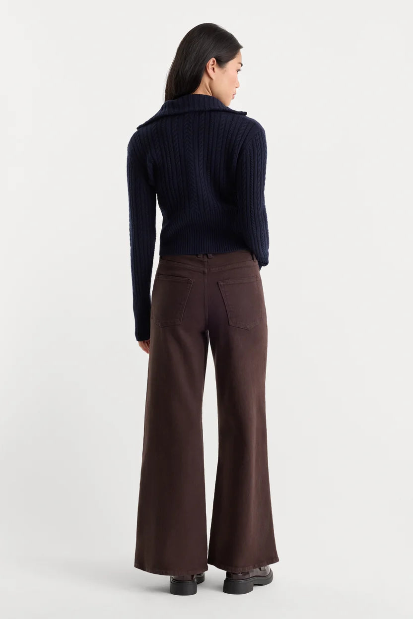Good Waist Palazzo Ankle Jeans - Espresso