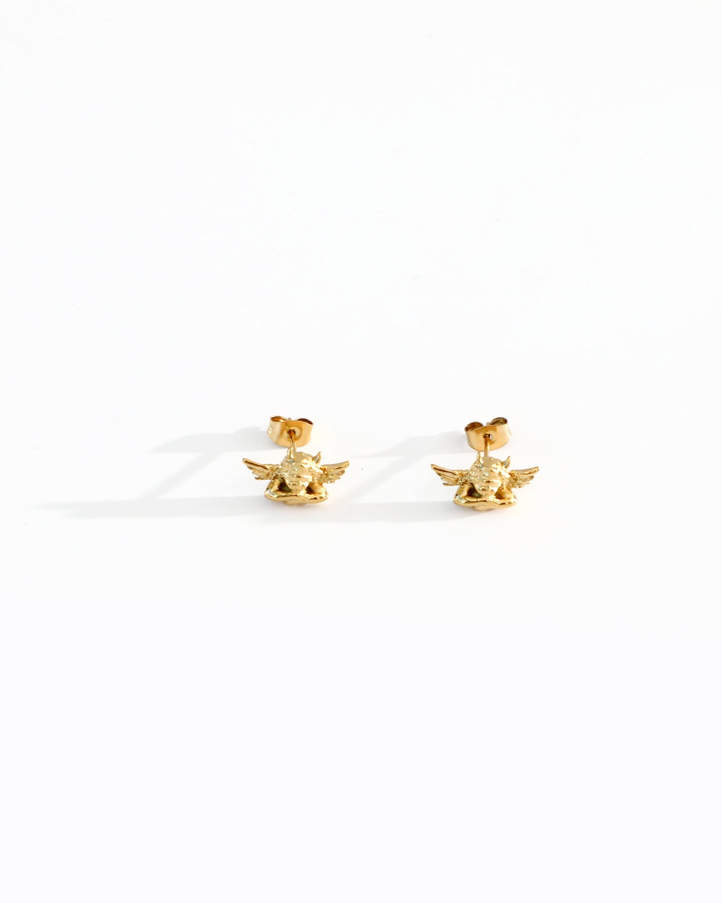 Gold Cherub Stud Earrings