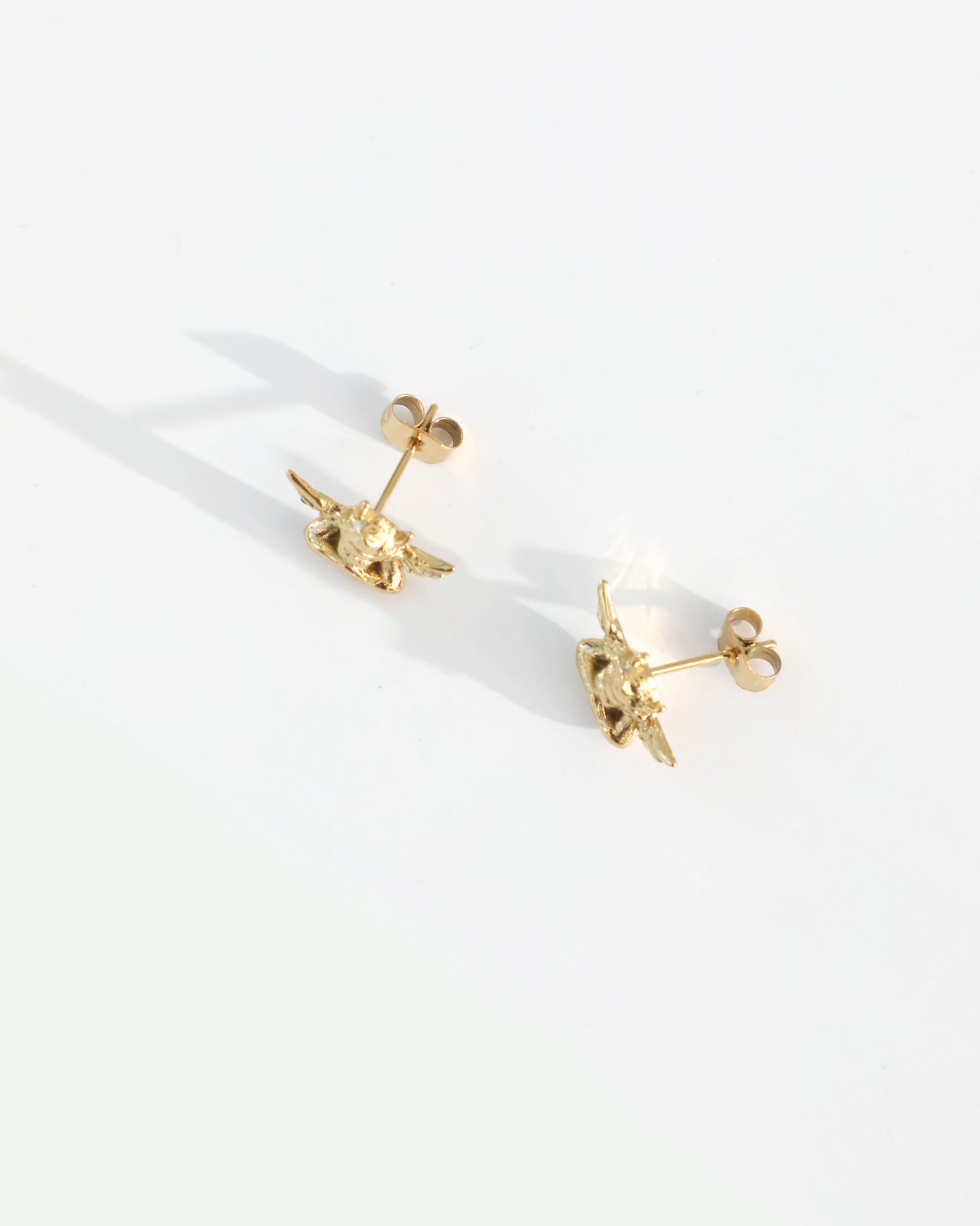 Gold Cherub Stud Earrings