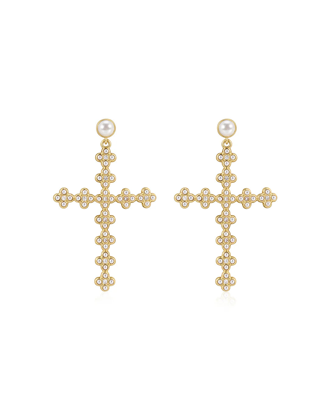 Daisy Stud Cross Earrings