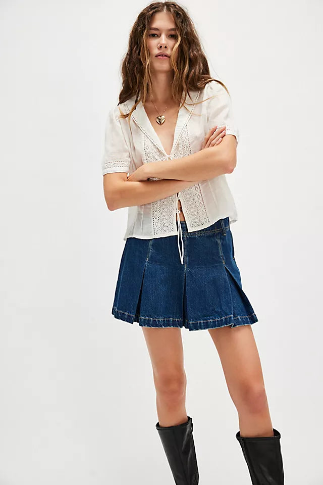 Madison Ave Denim Mini Skirt