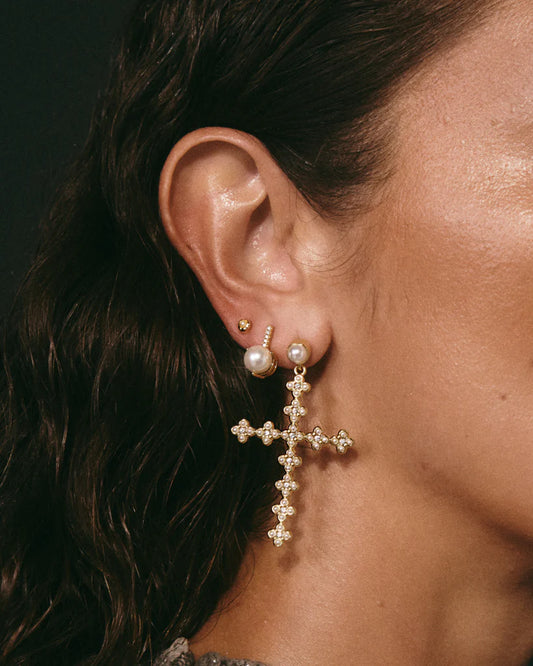 Daisy Stud Cross Earrings