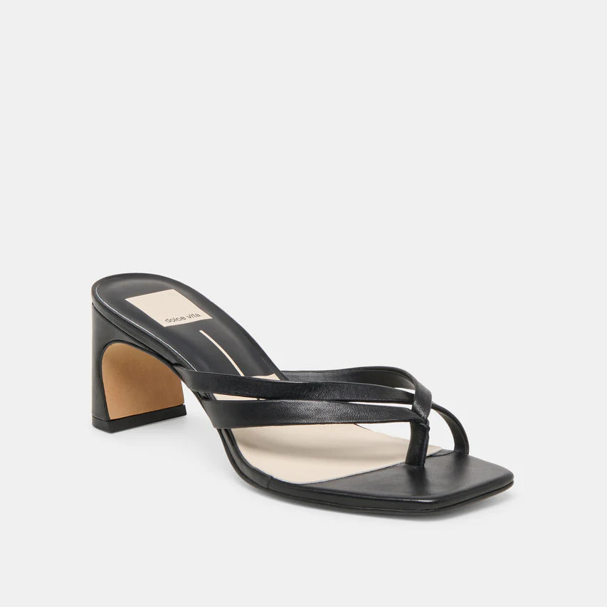 Gessie Strappy Heel - Black Leather
