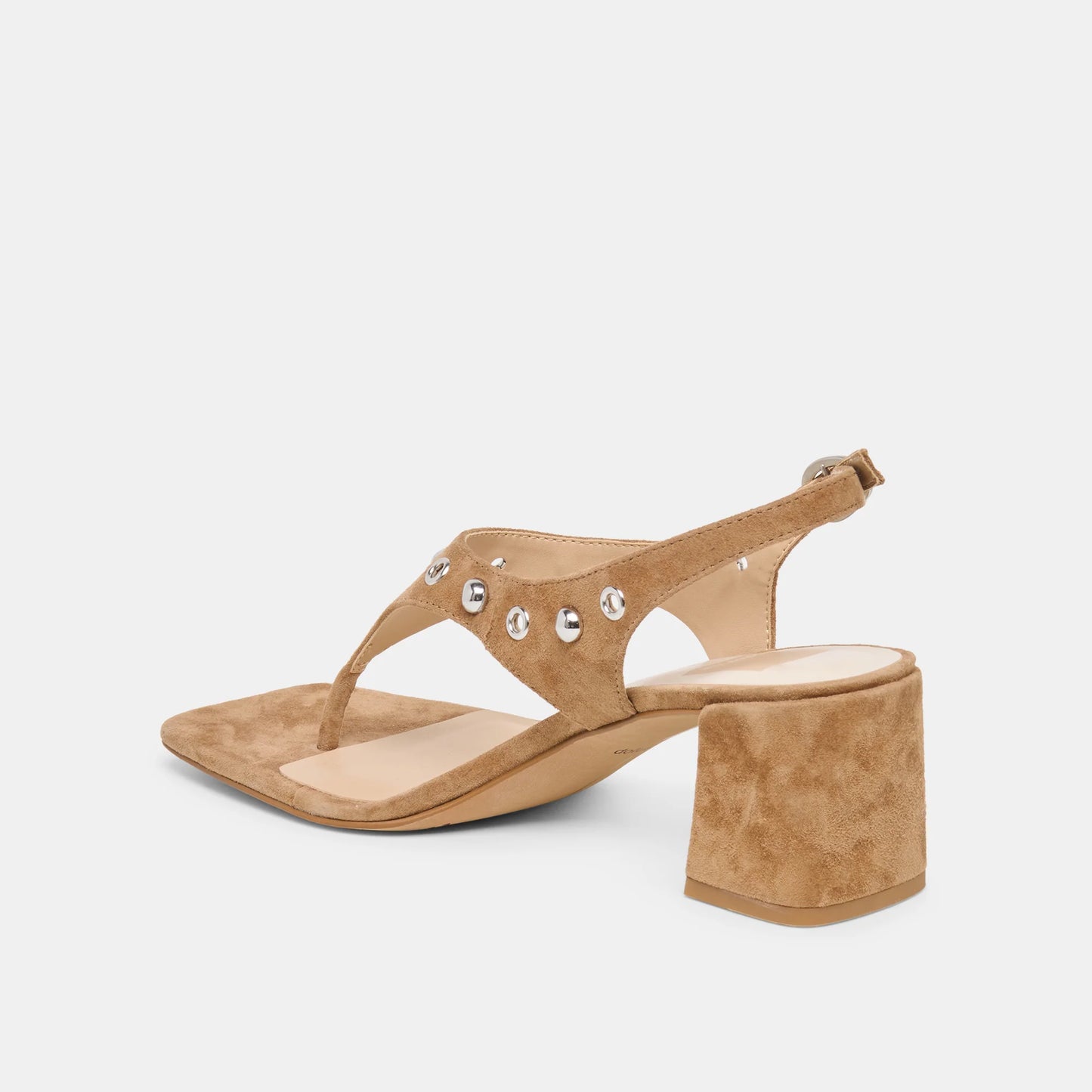 Yves Stud Heels - Light Brown Suede