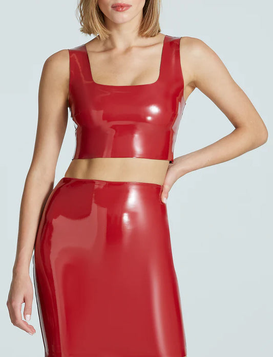 Faux Patent Leather Crop Top