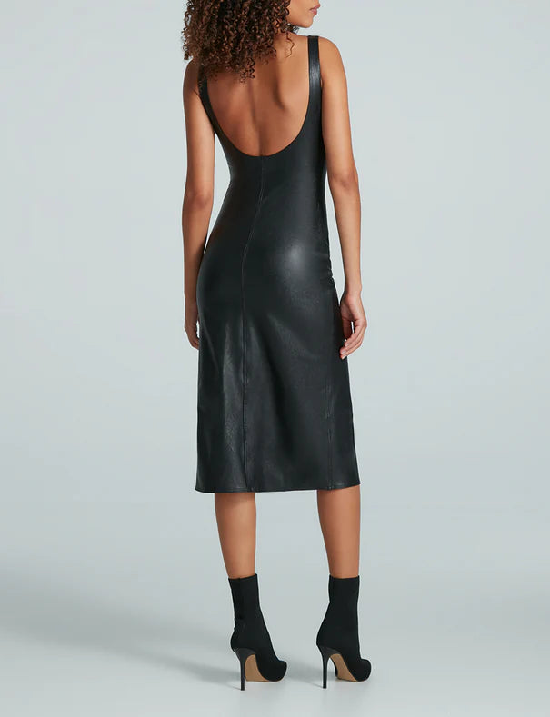 Faux Leather Midi Tank Dress