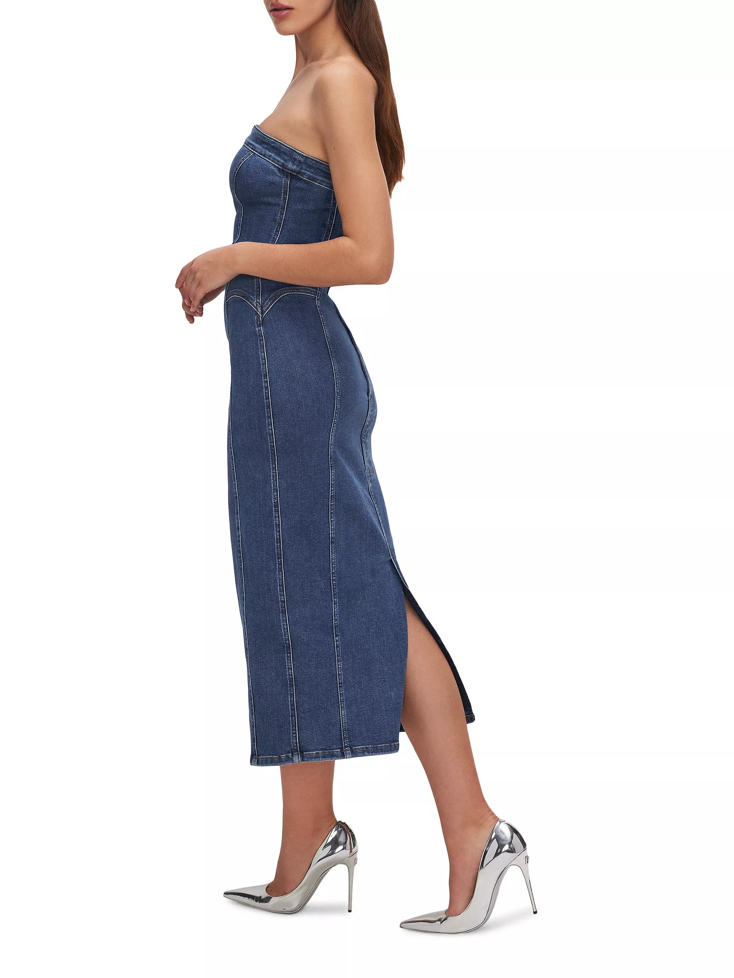 Denim Tube Midi Dress