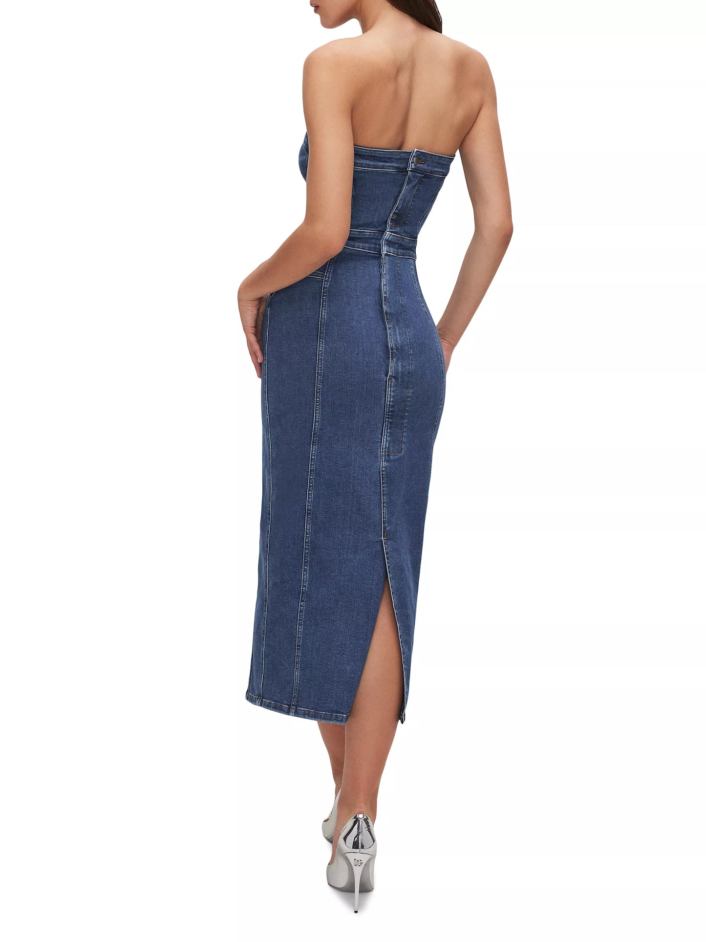 Denim Tube Midi Dress