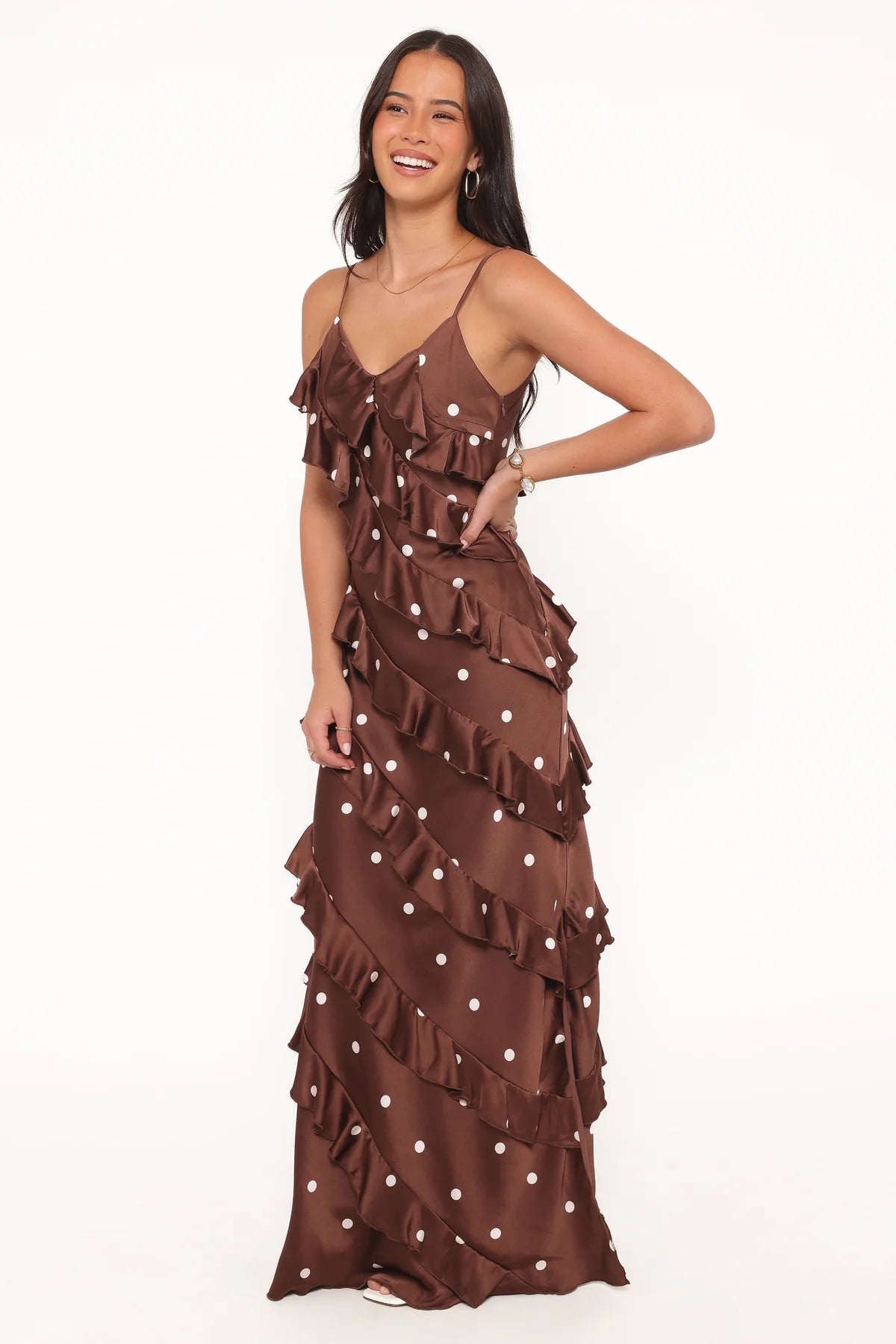 Ciao Satin Ruffle Maxi