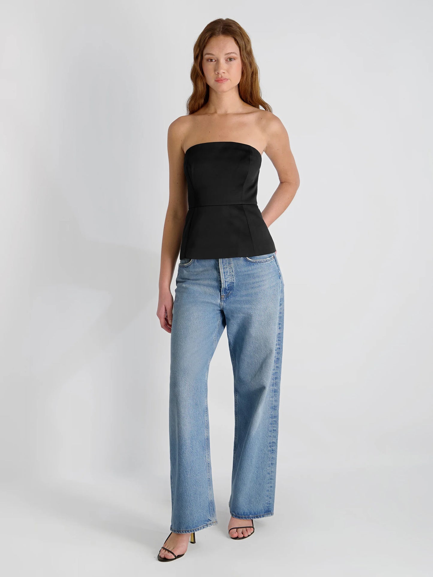 York Satin Peplum Top