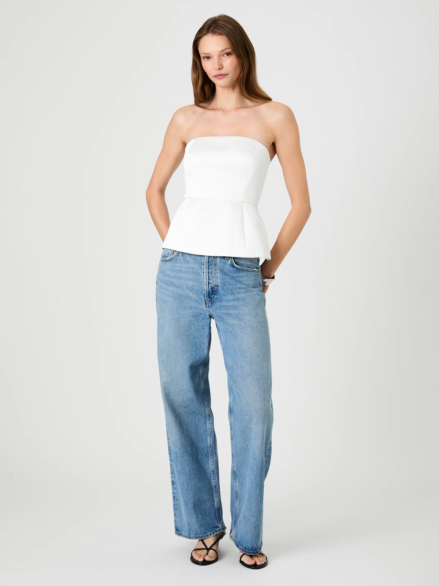 York Satin Peplum Top