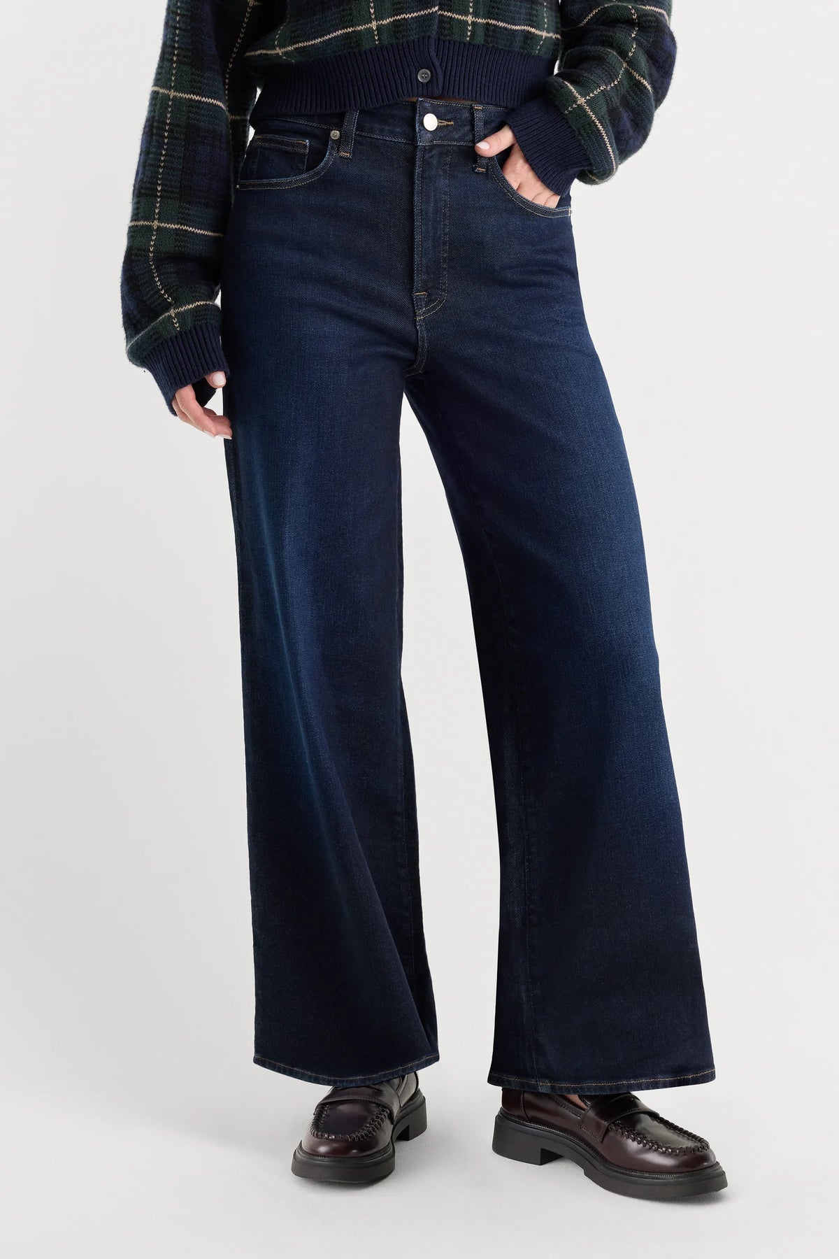 Good Waist Palazzo Ankle Jeans - Rinse