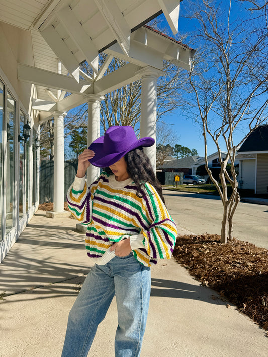 Striped Mardi Gras Sweater
