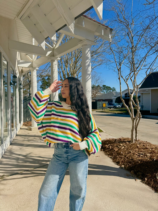 Striped Mardi Gras Sweater