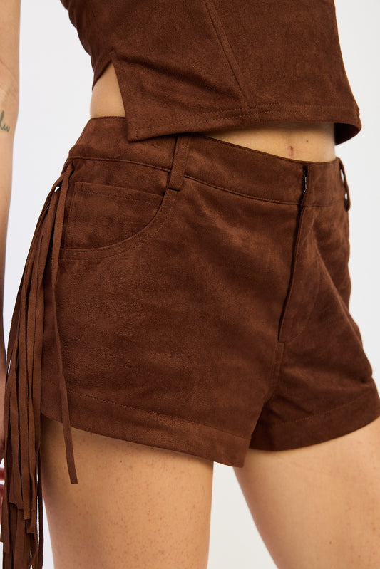 Serving In Suede Shorts