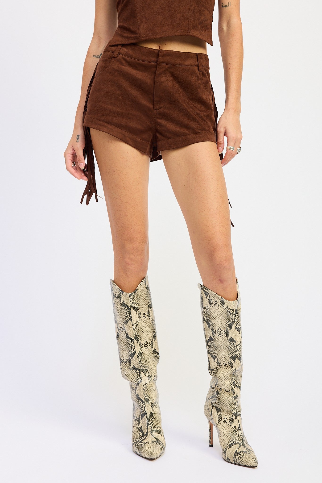Serving In Suede Shorts