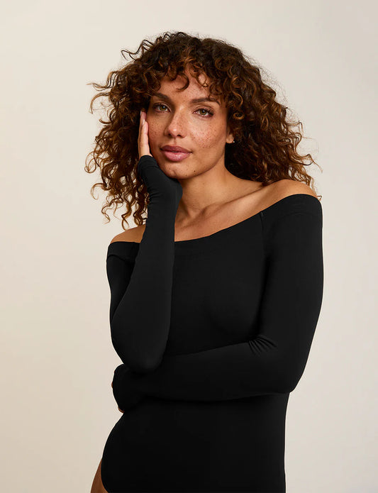 Ballet Off-Shoulder Bodysuit with Thumbholes