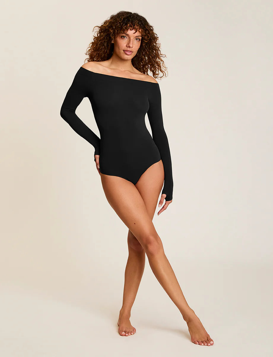 Ballet Off-Shoulder Bodysuit with Thumbholes