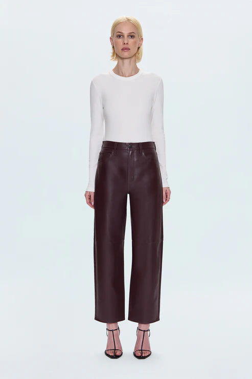 Jett High Rise Bowed Straight- Cabernet