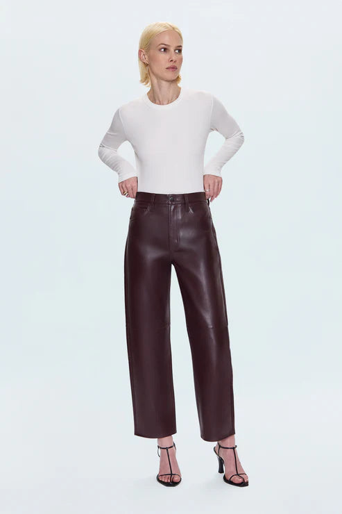 Jett High Rise Bowed Straight- Cabernet
