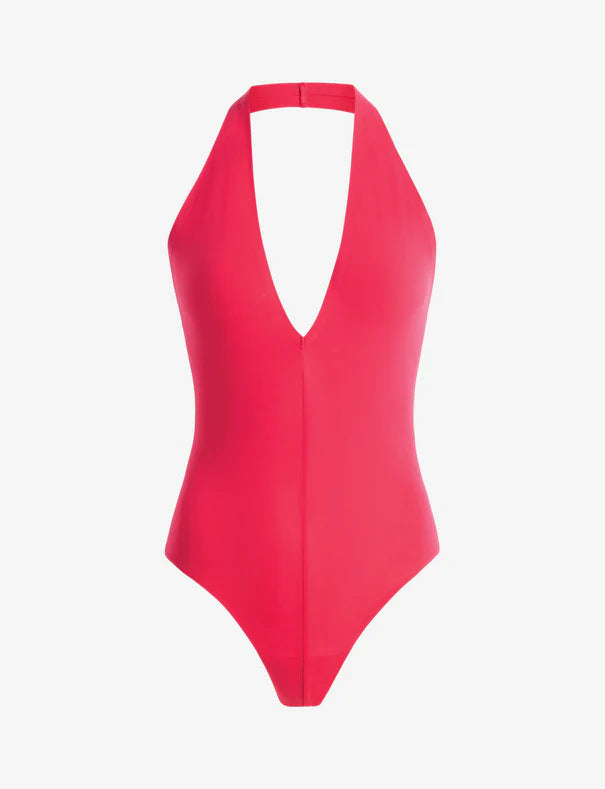 Ballet Plunge Halter Bodysuit