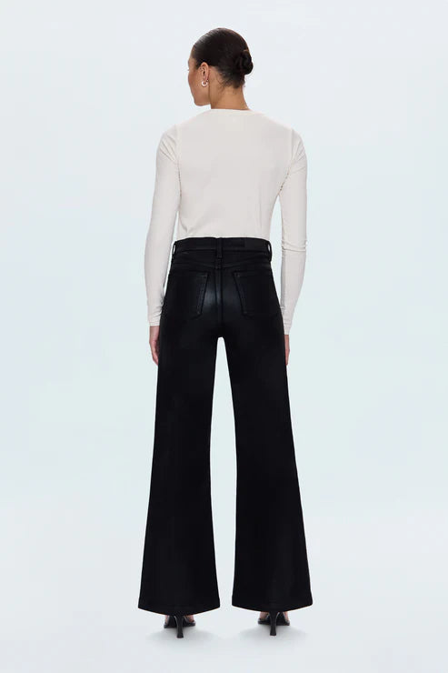 Lana High Rise Ultra Wide Leg- Coated Noir