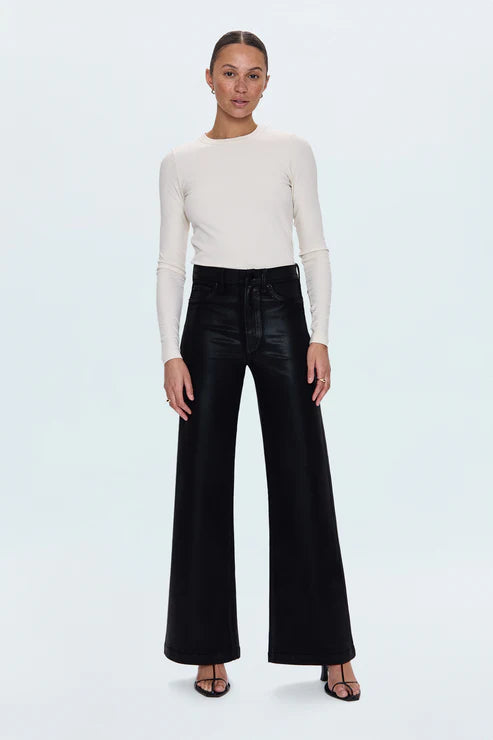 Lana High Rise Ultra Wide Leg- Coated Noir