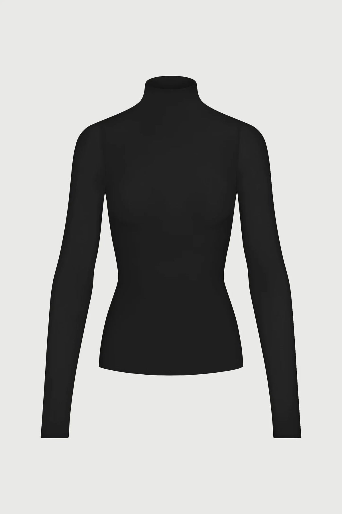 Black mock neck long sleeve fitted top