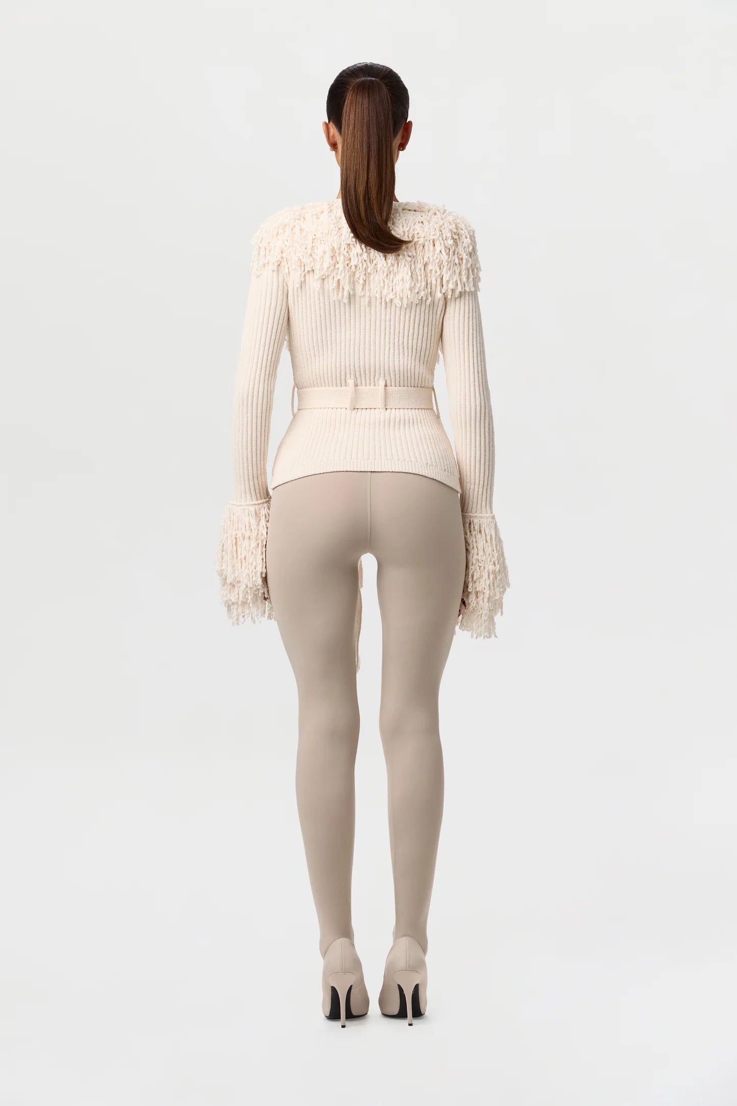 Knit Fringe V-Neck Cardigan