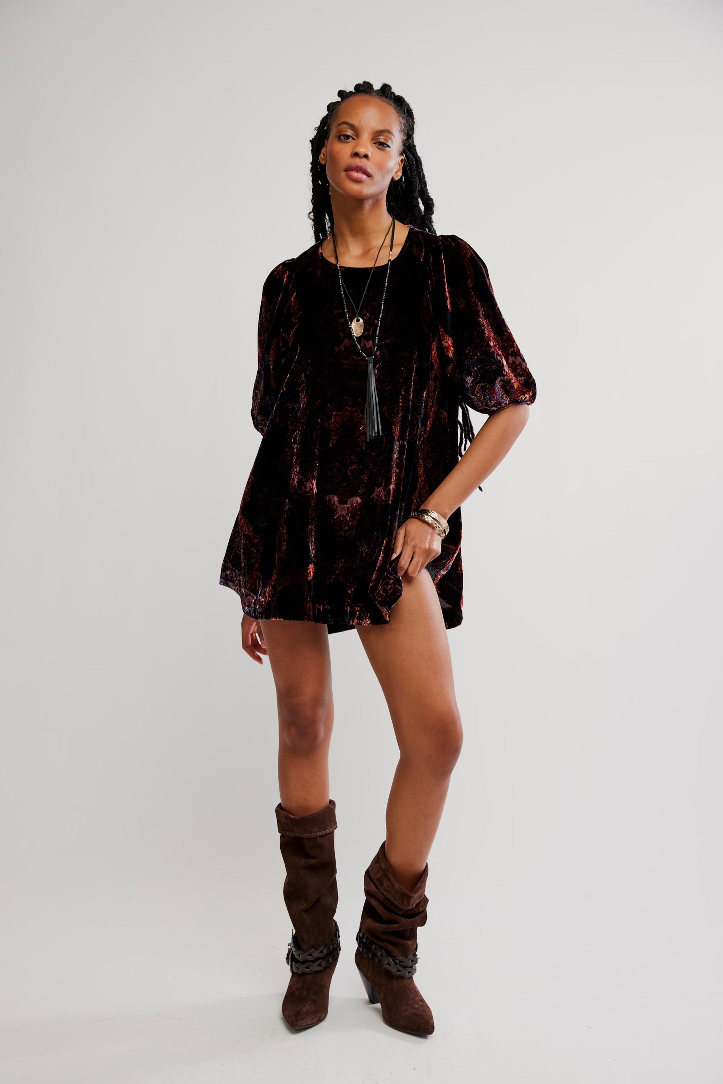 Maye Printed Velvet Dress