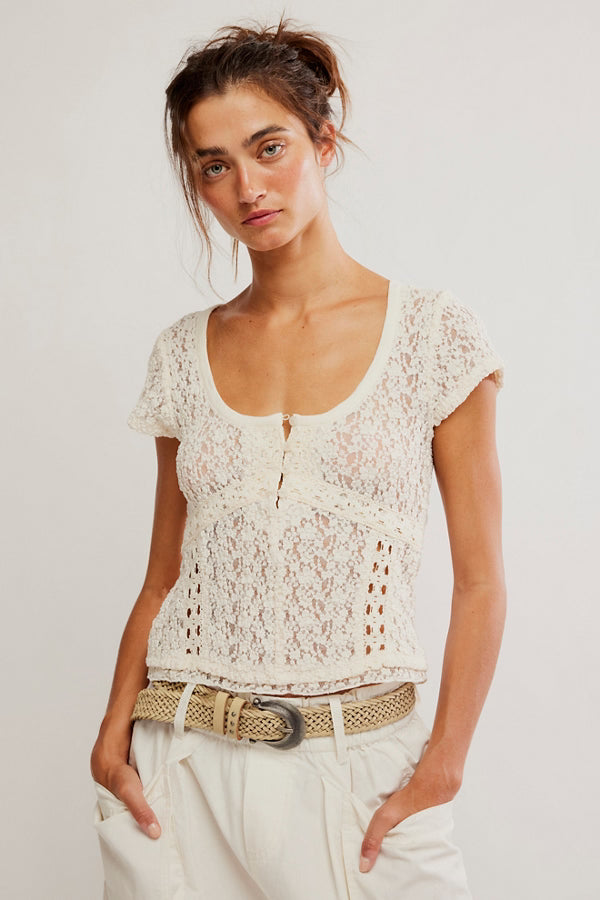 Claro Lace Tee - Whisper White