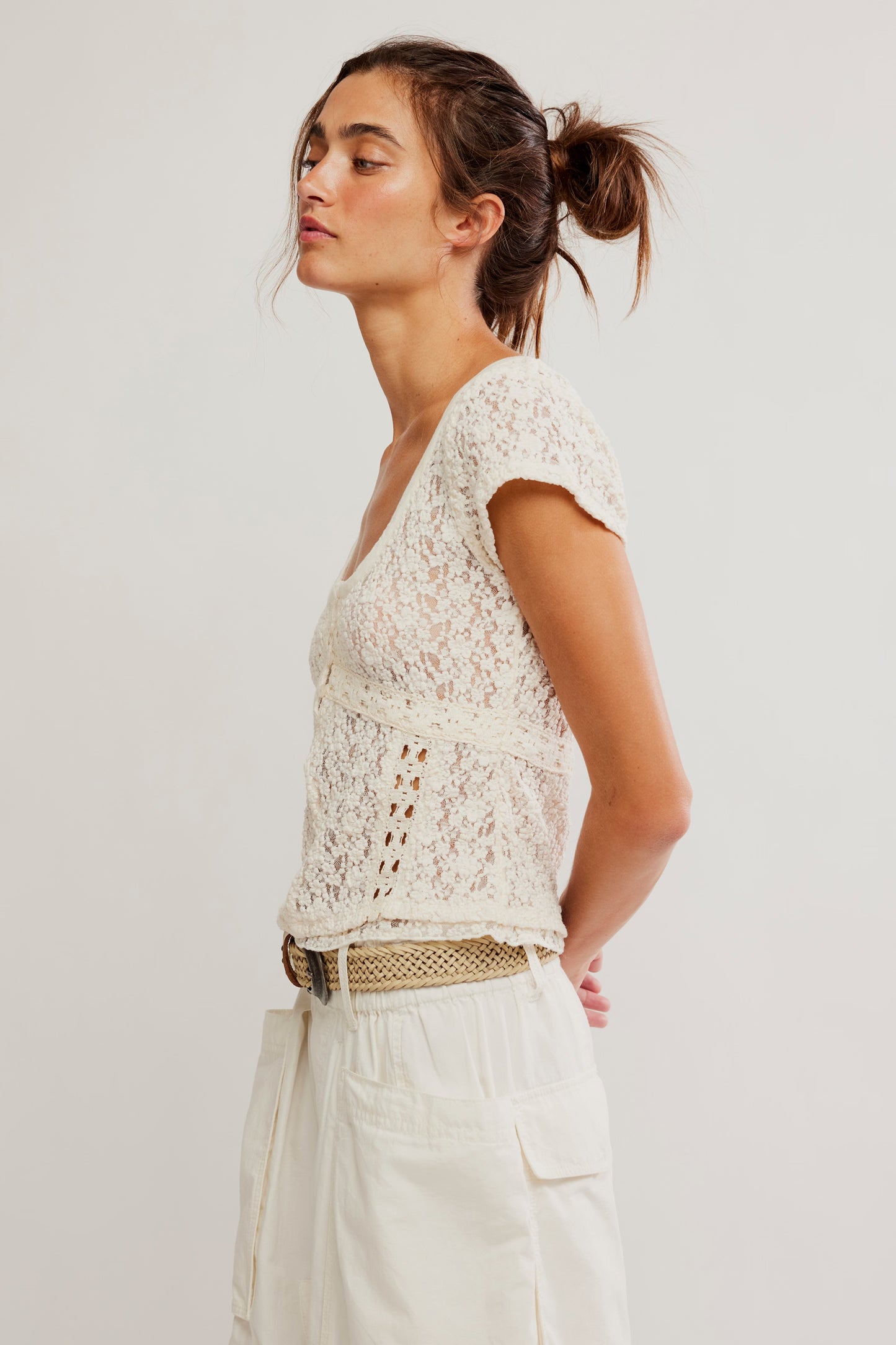 Claro Lace Tee - Whisper White