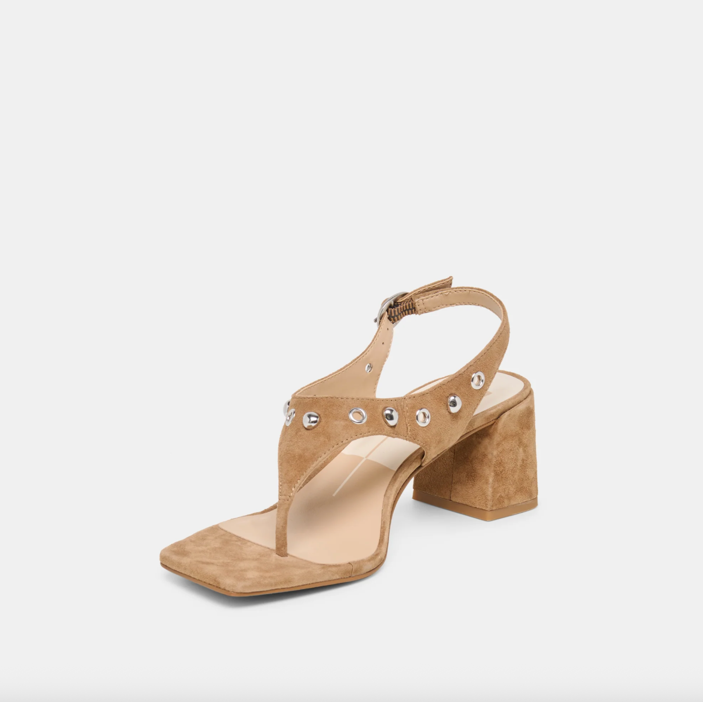 Yves Stud Heels - Light Brown Suede